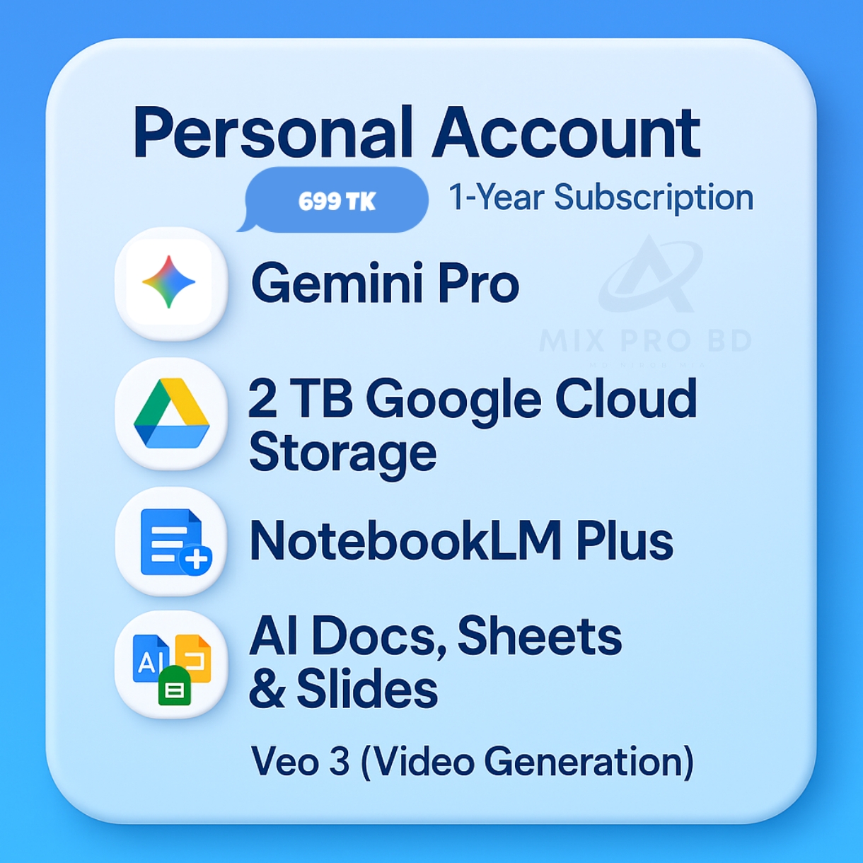 Gemini Advanced with 2TB Storage (1 Year)